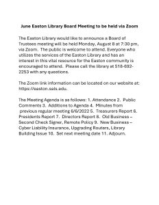 Easton Library Board of Trustees Meeting @ Zoom