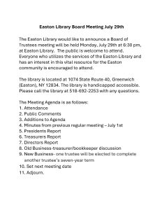 Easton Library Board of Trustees Meeting @ Easton Library