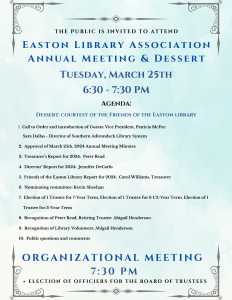 Easton Library Board of Trustees Annual Meeting @ Easton Library